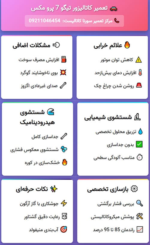 راهنمای تخصصی تعمیر کاتالیزور تیگو 7 پرومکس