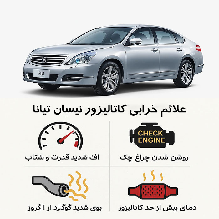 علائم خرابی کاتالیزور نیسان تیانا چه علائمی باعث خرابی کاتالیزور نیسان تیانا میشود